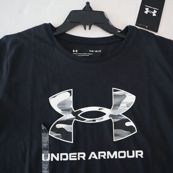 Under Armour 1361182 005 Girls Youth Sz L Black/White Sportstyle Logo SS T-Shirt - Picture 3 of 3